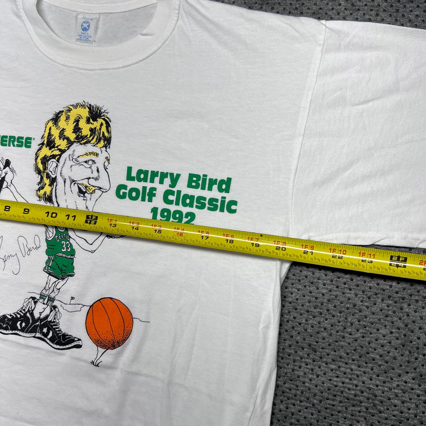 Vintage 1992 Boston Celtics Larry Bird Converse Golf Classic Caricature Tee L