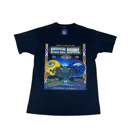 Vintage 1998 Super Bowl XXXII Green Bay Packers Vs Denver Broncos Tee L