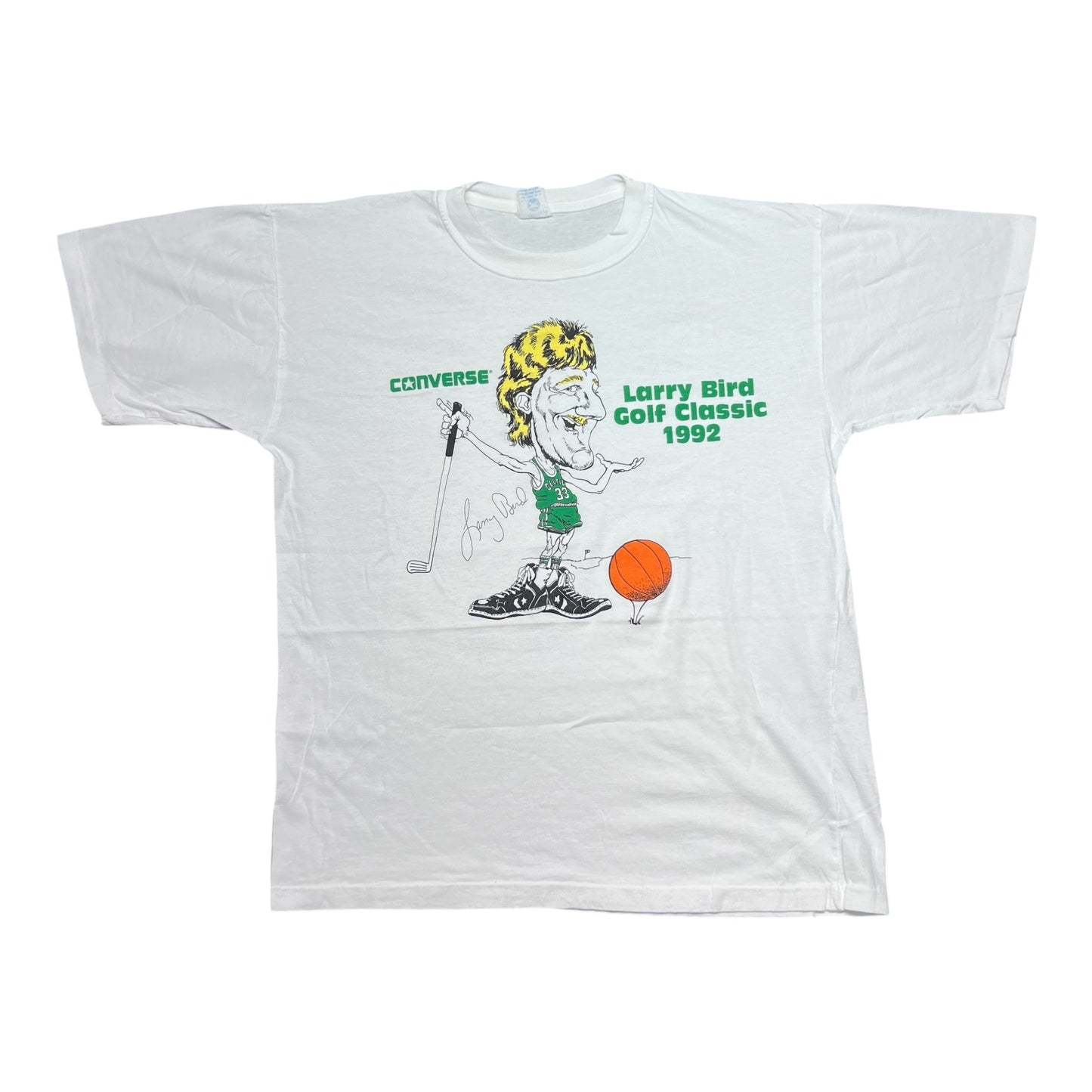 Vintage 1992 Boston Celtics Larry Bird Converse Golf Classic Caricature Tee L
