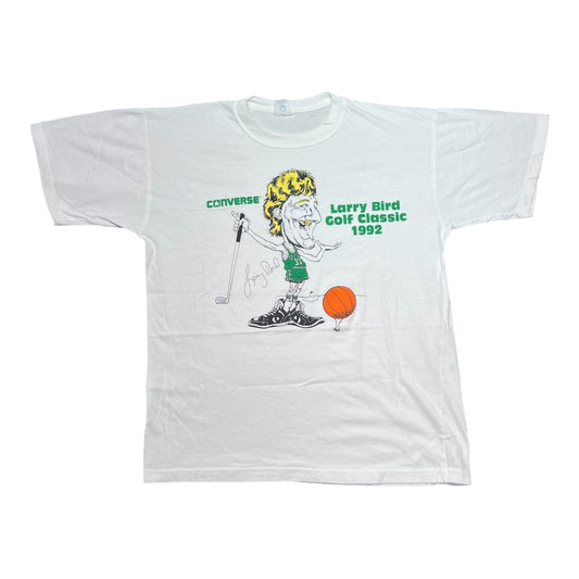Vintage 1992 Boston Celtics Larry Bird Converse Golf Classic Caricature Tee L