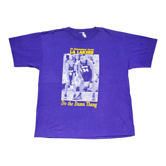 Vantage 2002 Los Angeles Lakers Kobe And Shaq Champion 3-Peat Tee XXL￼