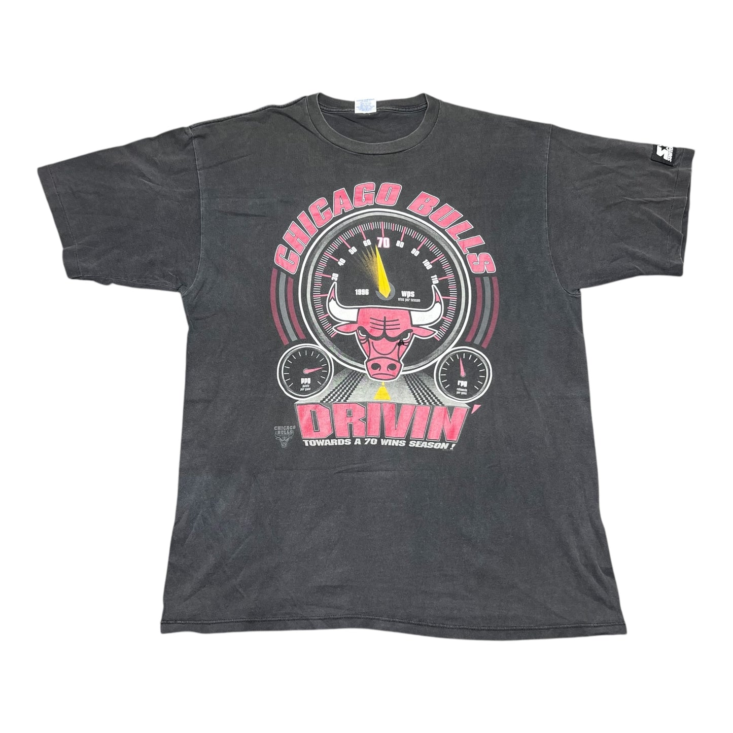 Vintage 90s Starter Chicago Bulls Basketball “Drivin 70 Wins” Tee XL