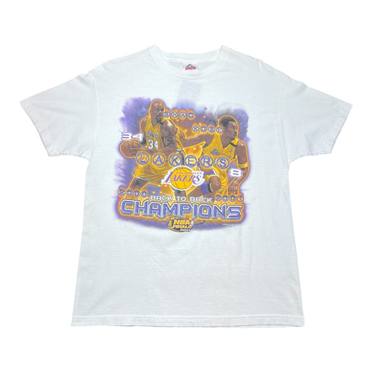 Vintage 2001 Los Angeles Lakers Kobe Bryant Shaquille O’Neal Player Tee L