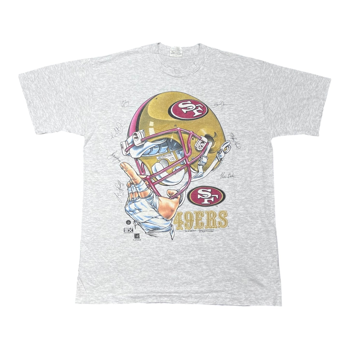 Vintage 1996 San Francisco 49ers Football Helmet Autograph Tee L