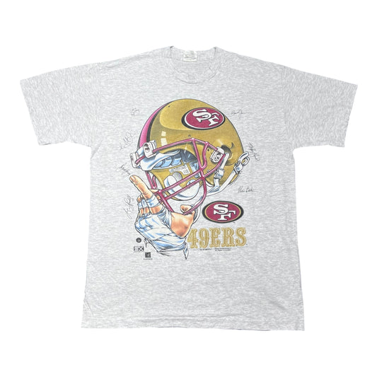 Vintage 1996 San Francisco 49ers Football Helmet Autograph Tee L