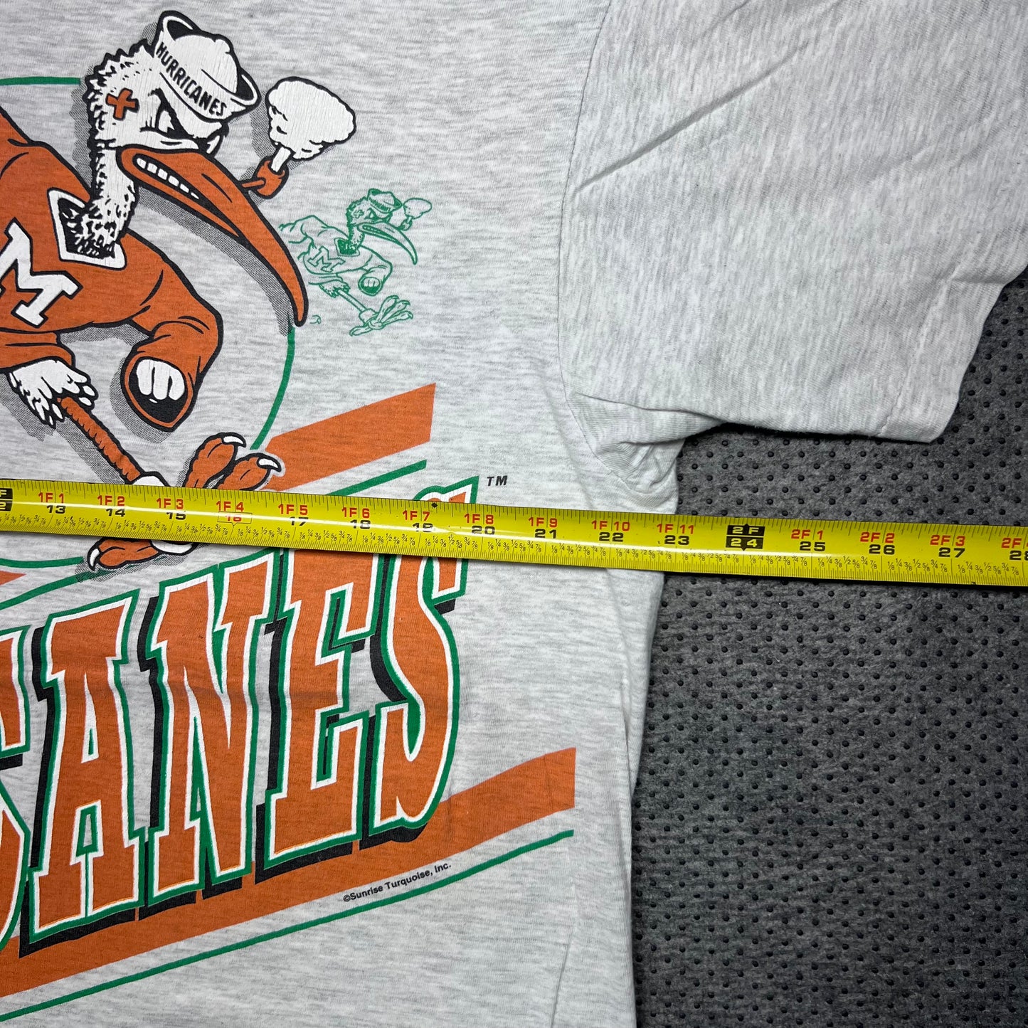 Vintage 90s University Of Miami Hurricanes Double Sided Tee XL￼