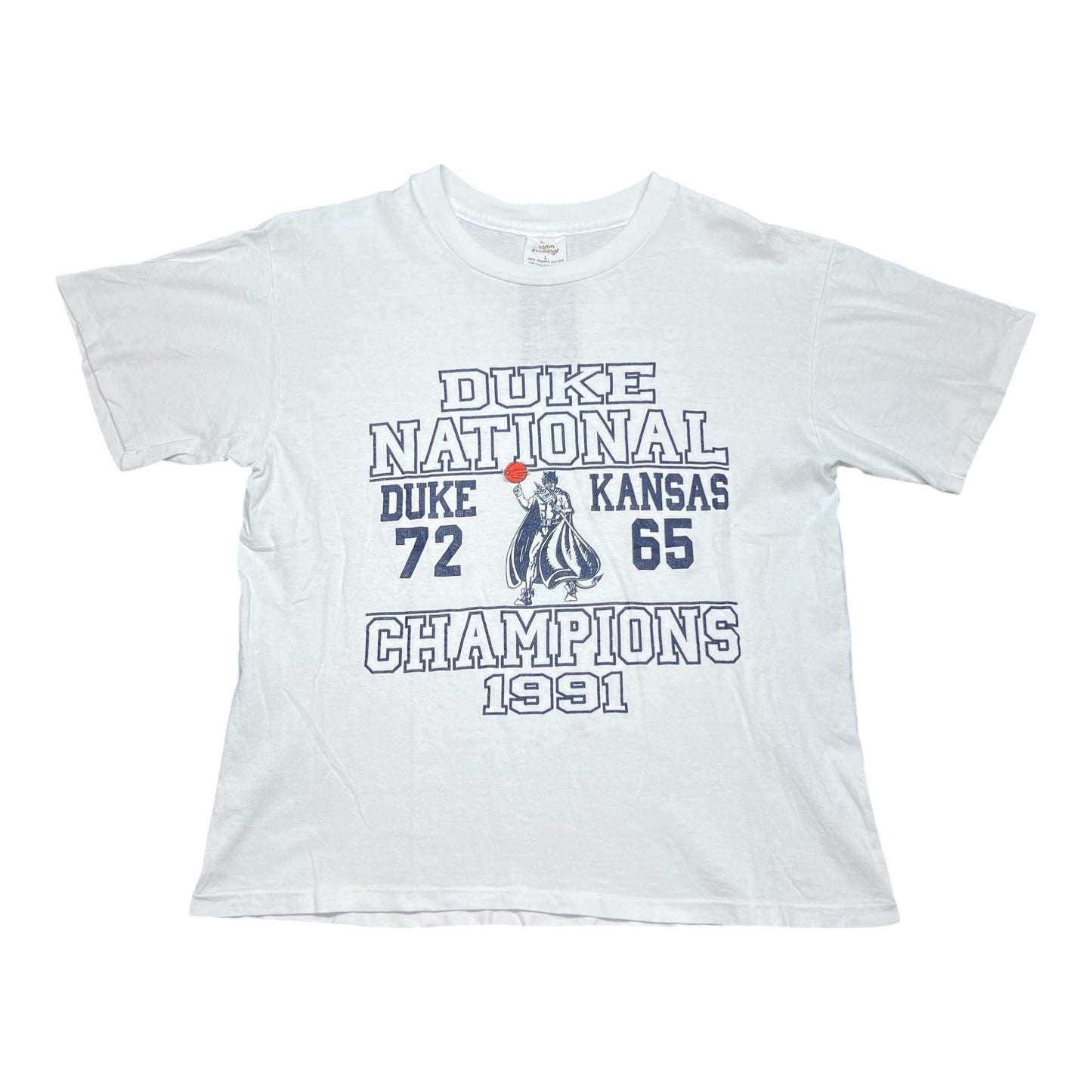 Vintage 1991 Duke Blue Devils National Champions Duke Vs Kansas Basketball Tee L