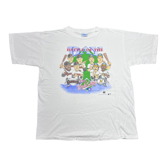 Vintage 1989 Salem World Series Oakland Athletics Vs San Francisco Giants Caricature Tee XL