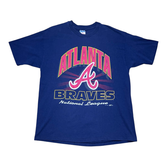 Vintage 1994 MLB Atlanta Braves National League Baseball Navy Blue Tee XL