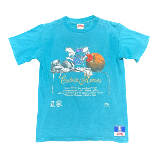 Vintage 90s Nutmeg Embroidered NBA Charlotte Hornets Locker Room Tee L