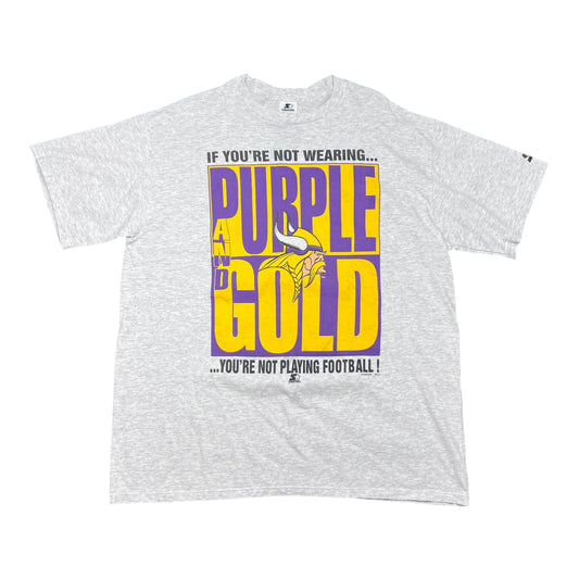 Vintage 90s Starter Minnesota Vikings Football “Purple And Gold” Tee XL