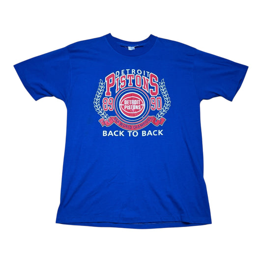 Vintage 1989 NBA World Champions Detroit Pistons Back 2 Back Tee XL