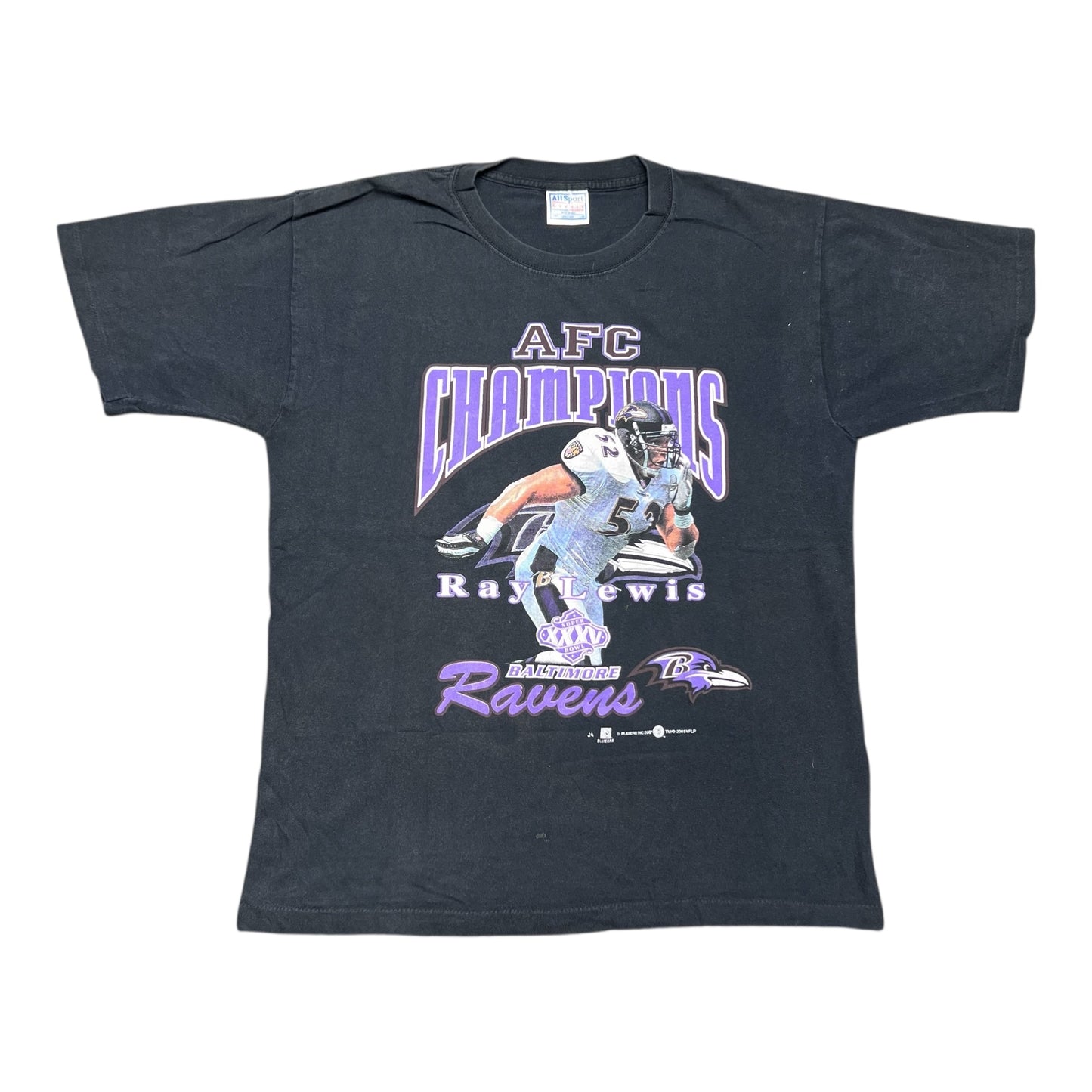Vintage 2001 Baltimore Ravens Ray Lewis Football Player Tee L￼