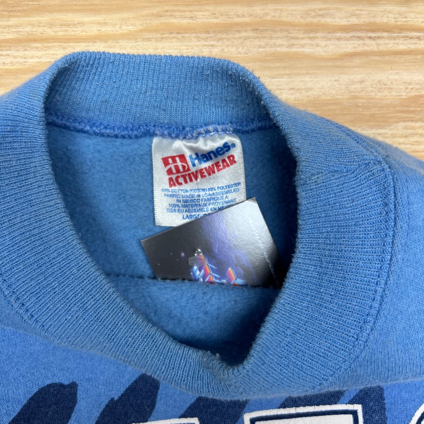 Vintage 90s Hanes North Carolina Tar Heels Scribble Art Light Blue Sweatshirt L