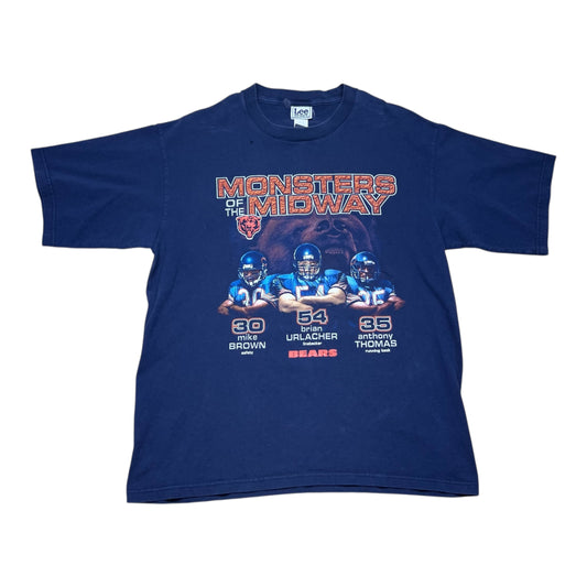 Vintage 00s Lee Sports NFL Chicago Bears Football Players Navy Blue Tee L