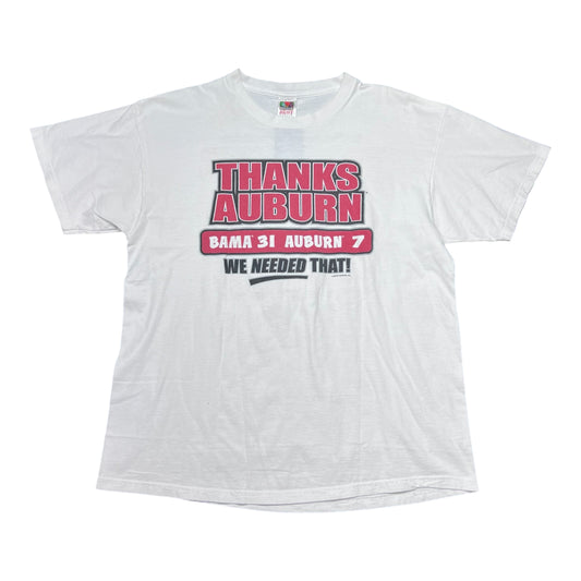 Vintage 2001 NCAA Football Alabama Crimson Tide VS Auburn Tigers Tee XL