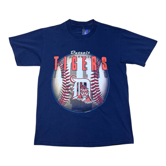 Vintage 1998 Nutmeg Navy Blue Detroit Tigers Baseball Tee L