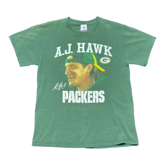 Vintage 00s NFL Green Bay Packers A.J. Hawk Player Tee L