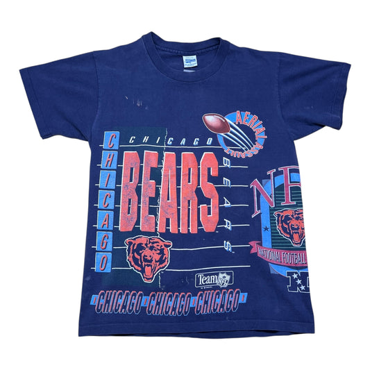 Vintage 1992 Salem NFL Chicago Bears Aerial Assault Navy Blue Tee L
