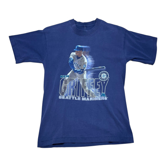 Vintage 90s MLB Ken Griffey Jr Seattle Marlins Player Navy Blue Tee M