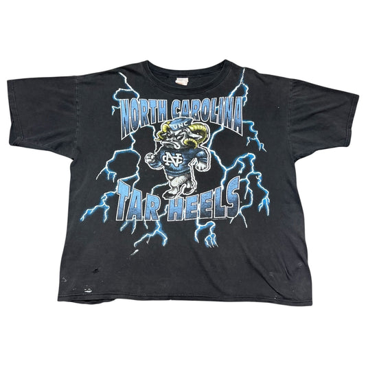 Vintage 90S North Carolina University Tar Heels Lightning Champ Tag Tee XXL