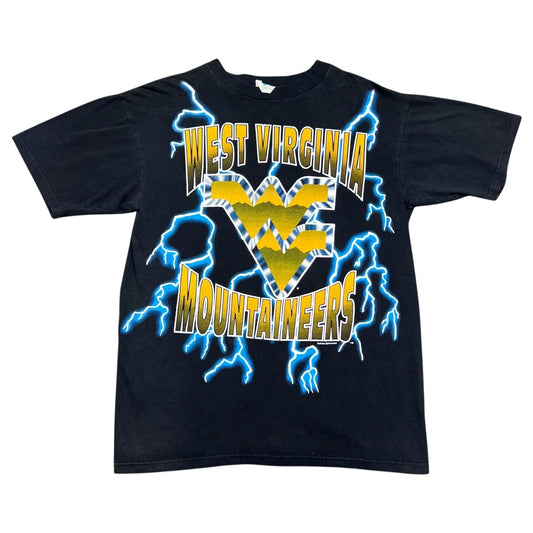 Vintage 90S West Virginia University Mountaineers American Thunder Lightning Tee L