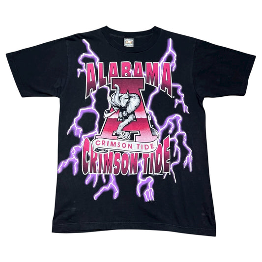 Vintage 90s Alabama Crimson Tide University Lightning American Tag Thunder Tee L
