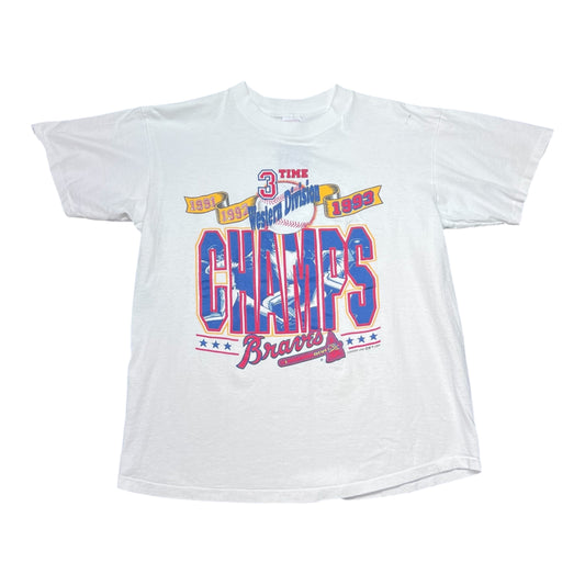 Vintage 1993 Delta Tag MLB 3 Time Champions Atlanta Braves Tee L