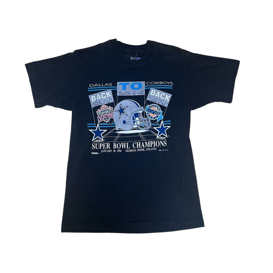 Vintage 1993 Super Bowl Champions Dallas Cowboys Back 2 Back Tee M