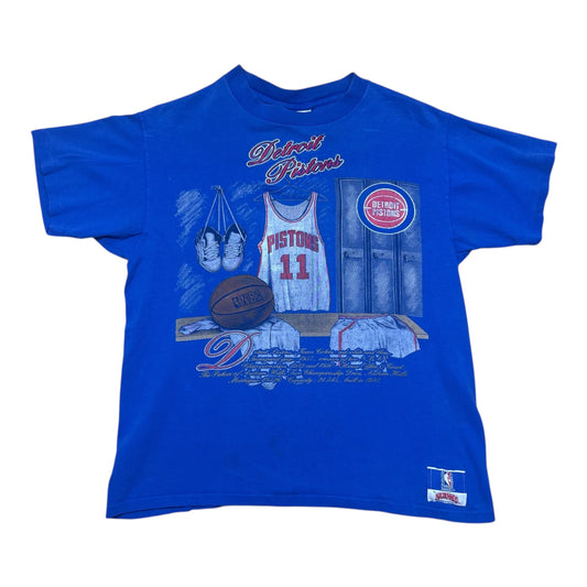 Vintage 90s Nutmeg Detroit Pistons NBA Locker Room Tee L