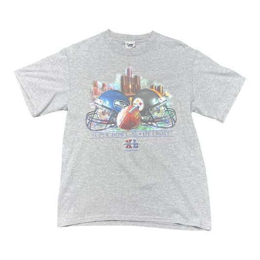 Vintage 00s NFL Super Bowl XL Pittsburgh Steelers Vs Seattle Seahawks Helmet Tee M