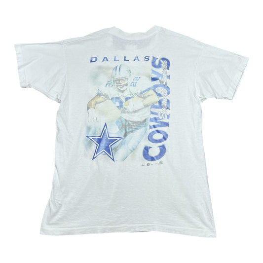 Vintage 1997 NFL Dallas Cowboys Football Emmitt Smith Player Pocket Tee L