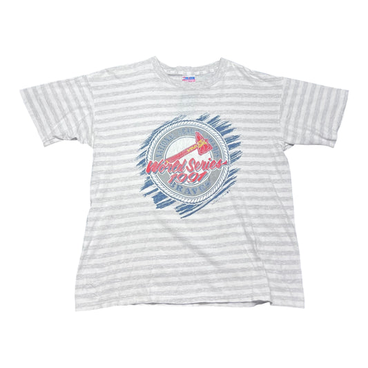 Vintage 1991 Ultra World Series Champions Atlanta Braves Striped Tee XL