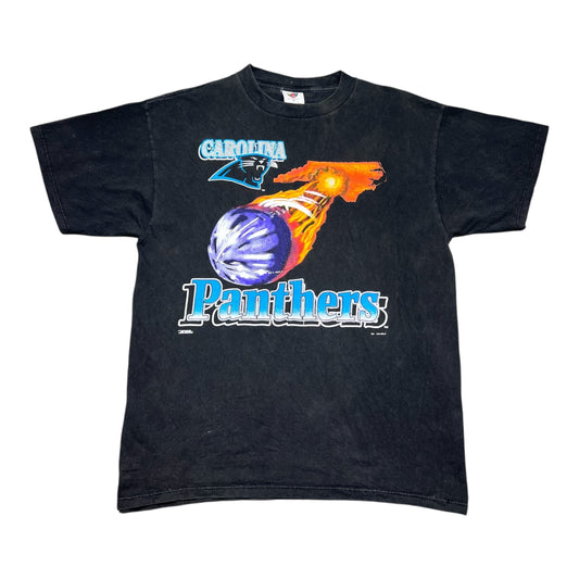 Vintage 1994 Carolina Panthers Flaming Football Meteor State Tee XL