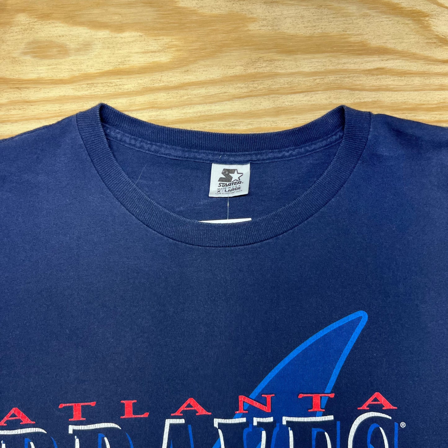 Vintage 1997 Starter MLB Atlanta Braves Baseball Navy Blue Tee XL
