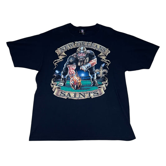 Vintage 00s NFL New Orleans Saints Football Mascot Flames Tee XL