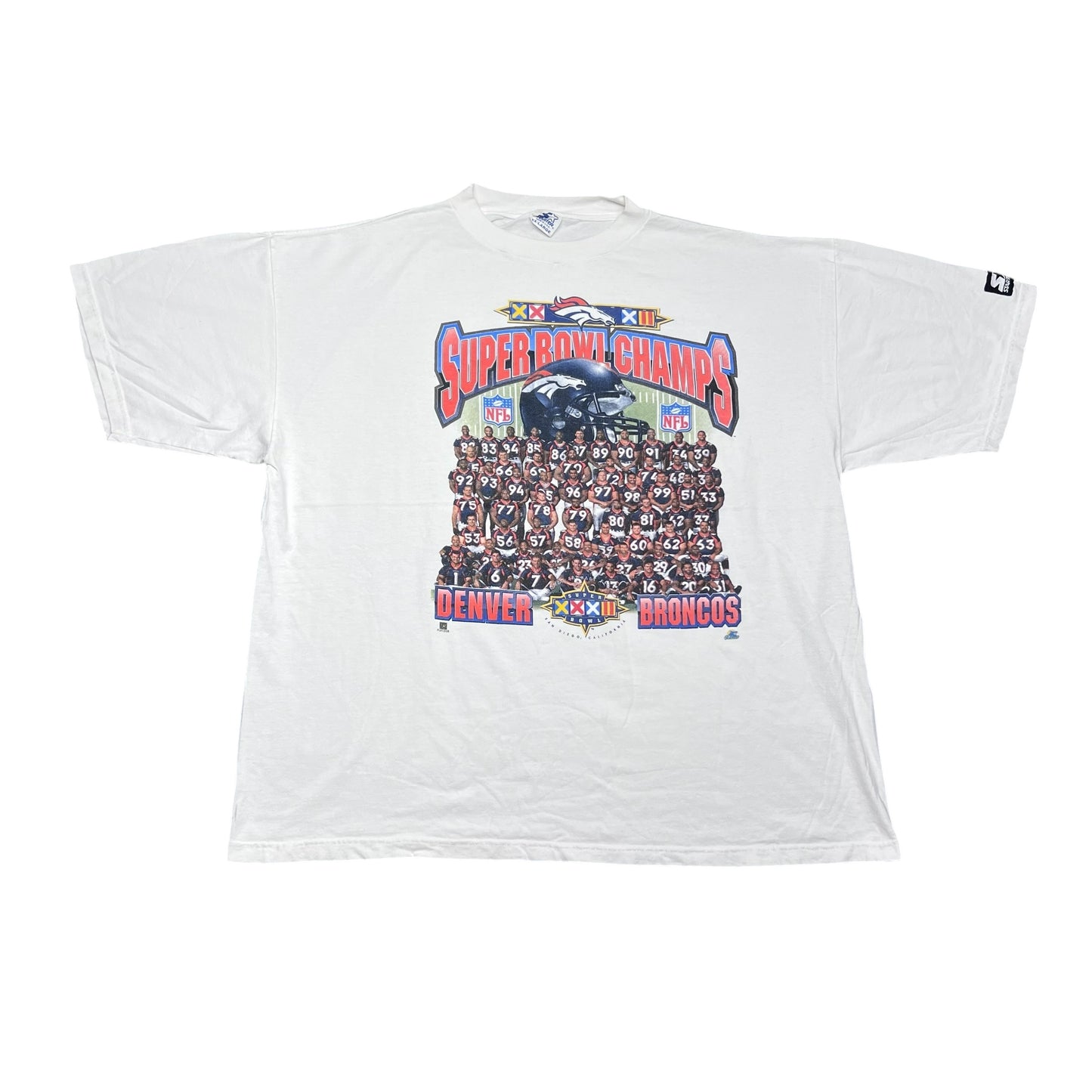 Vintage 90s Starter Denver Broncos Super Bowl Champions Team Photo Tee XXL