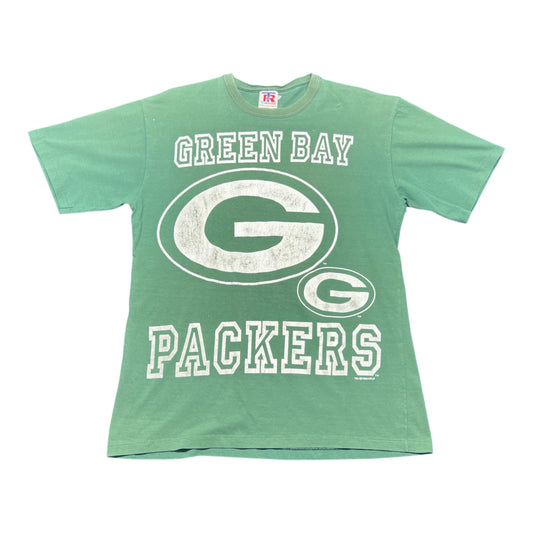 Vintage 1996 Team Rated Tag Green Bay Packers Spell Out Tee L