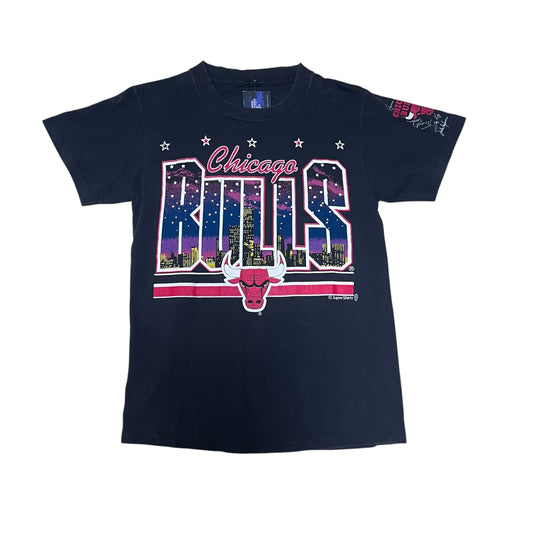 Vintage 90s NBA Chicago Bulls Basketball Star Night City Line Tee M