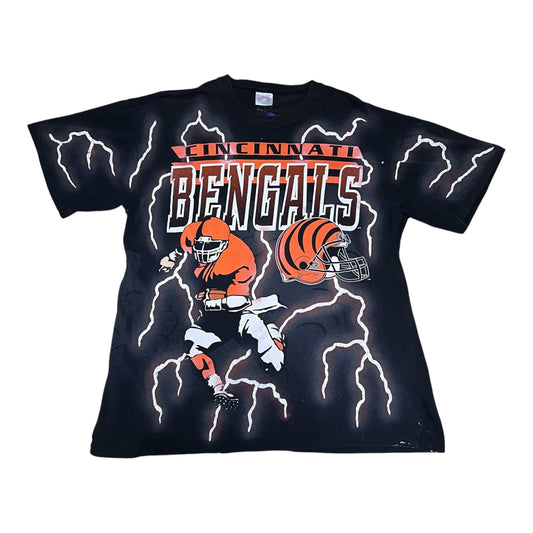 Vintage 90s Teamwork Tag NFL Cincinnati Bengals Player Lightning Tee L