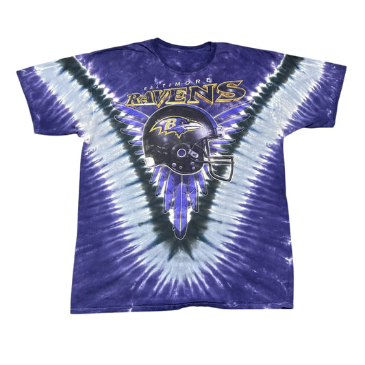 Vintage 00s Baltimore Ravens Football Helmet Tie-Dye Tee XL