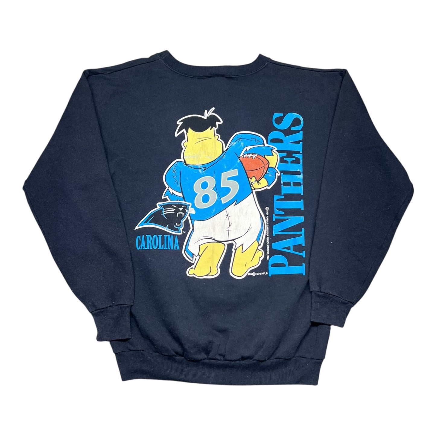Vintage 1994 Carolina Panthers Fred Flintstone Double Sided Sweatshirt L