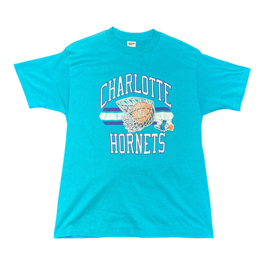 Vintage 90s Trench NBA Charlotte Hornets Basketball Hoop Tee XL
