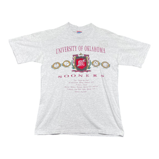 Vintage 90s Nutmeg NCAA University Of Oklahoma Sooners Embroidered Tee L