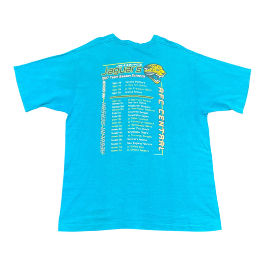 Vintage 1997 Pro Player NFL Jacksonville Jaguars Team Schedule Tee XL