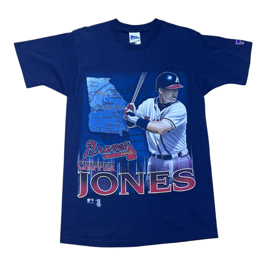 Vintage 1997 Pro Player MLB Atlanta Braves Chipper Jones Player Navy Blue Tee M
