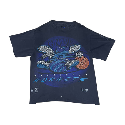 Vintage 1993 Changes NBA Charlotte Hornets Basketball Puff Print Tee XL