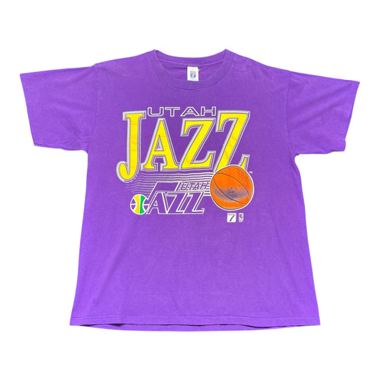 Vintage 90s Logo 7 NBA Utah Jazz Basketball Tee XL