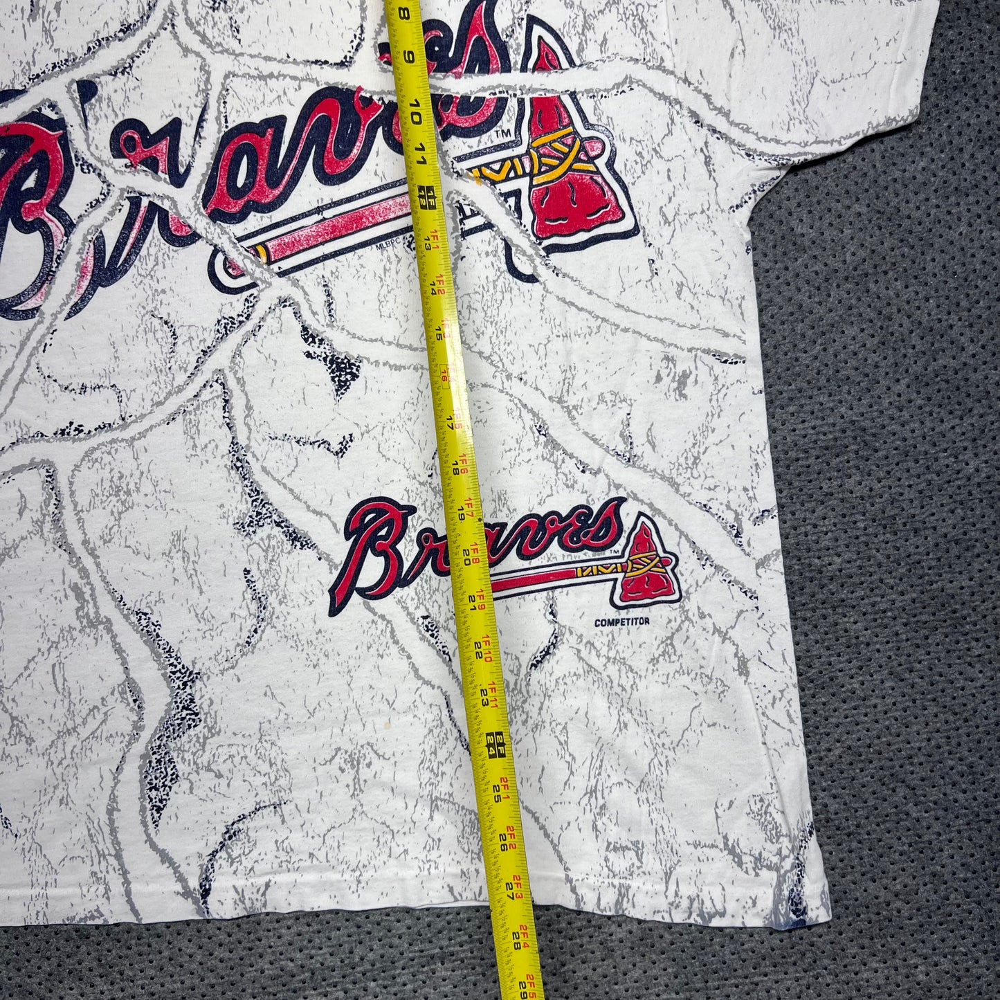 Vintage 90s Atlanta Braves Baseball Chop AOP Double Sided Tee L