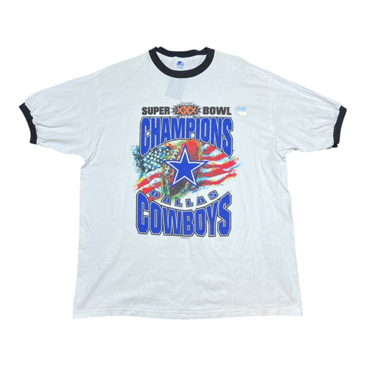 Vintage 1996 Starter NWT Dallas Cowboys Super Bowl XXX Champions Ringer Tee XL